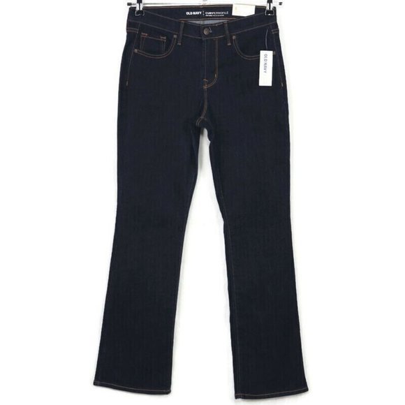 Old Navy Famous Curvy Bootcut‎ Jeans Mid-Rise Stretch Dark 4 Short - Picture 1 of 9